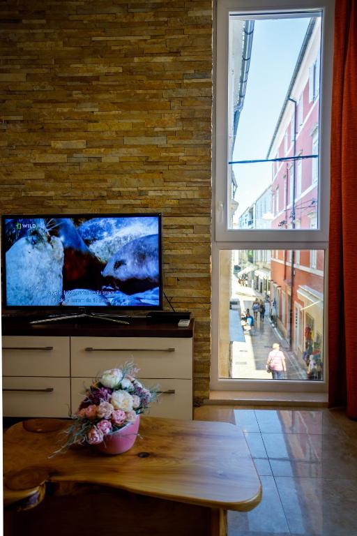 Televízia a/alebo spoločenská miestnosť v ubytovaní Apartment Centrum