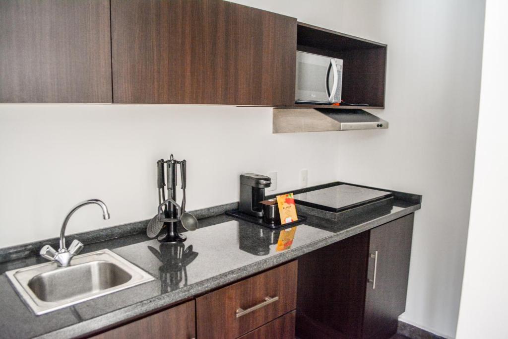 Kuchyň nebo kuchyňský kout v ubytování Stain Loft & Suites