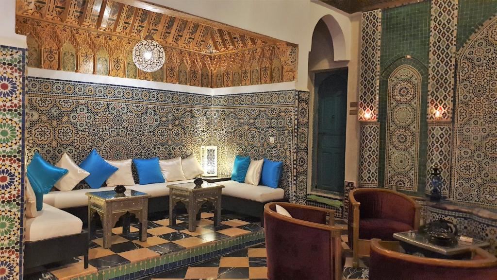 Et sittehjørne på Riad l'Escale de Marrakech