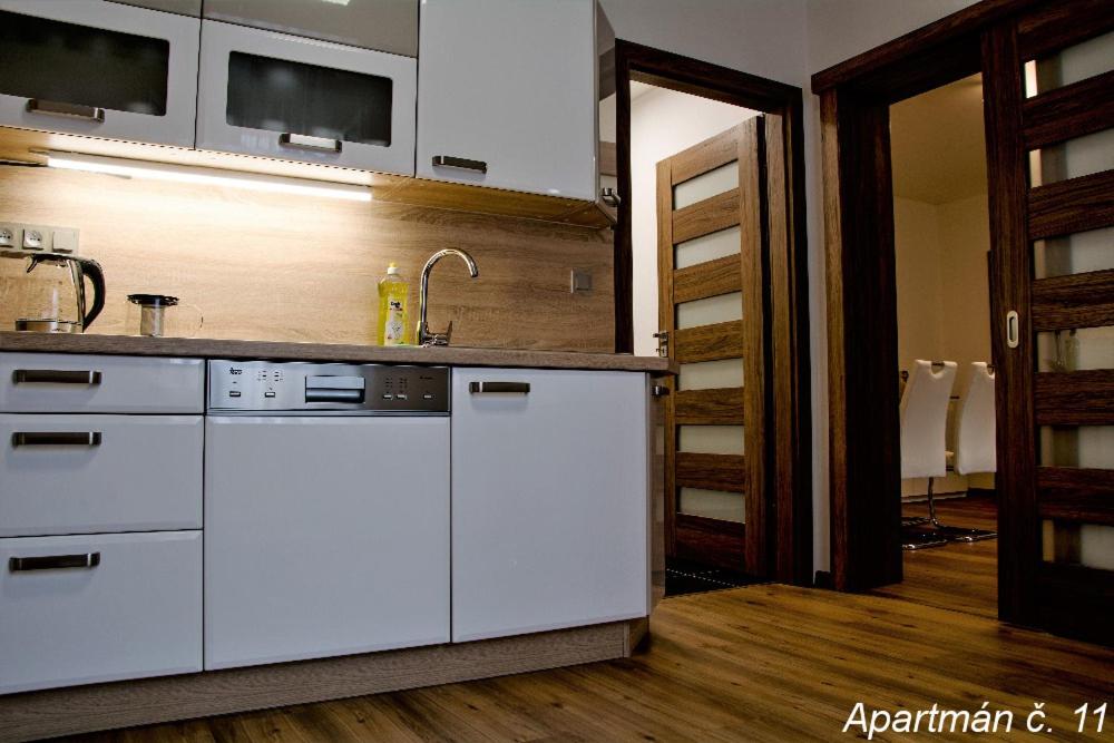 Kuchyň nebo kuchyňský kout v ubytování Apartmány Karina