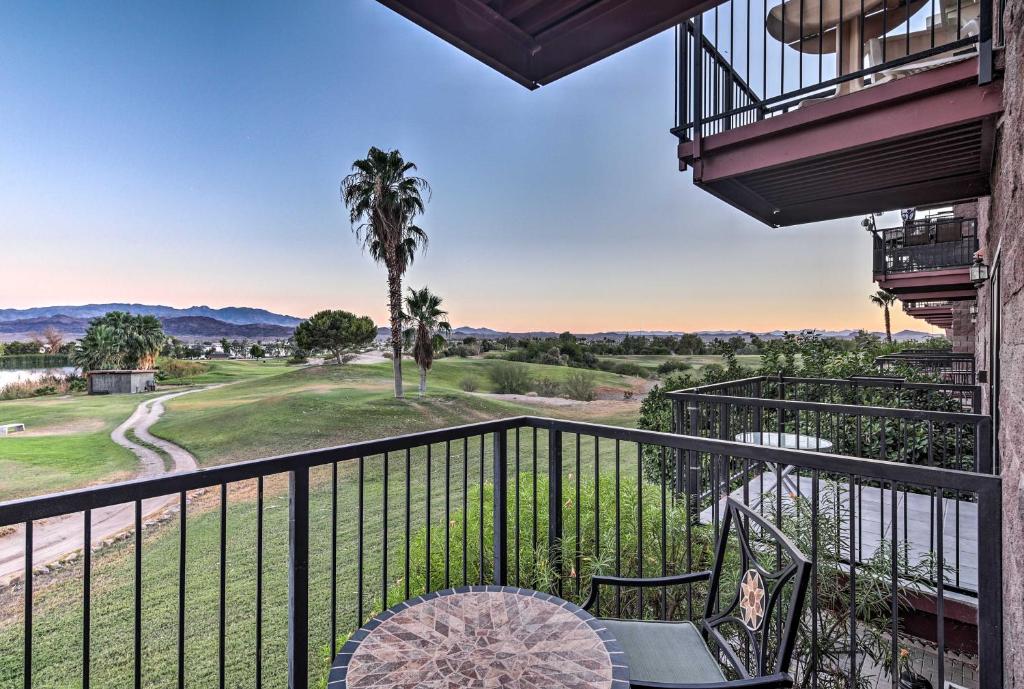 a balcony with a view of a golf course at Lake Havasu Getaway with Golf Course and Lake Views! in Lake Havasu City