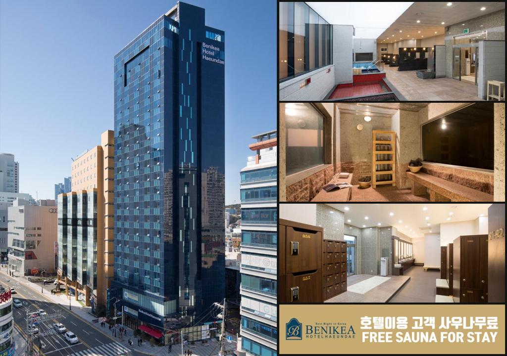 a group of four pictures of buildings in a city at Benikea Hotel Haeundae in Busan