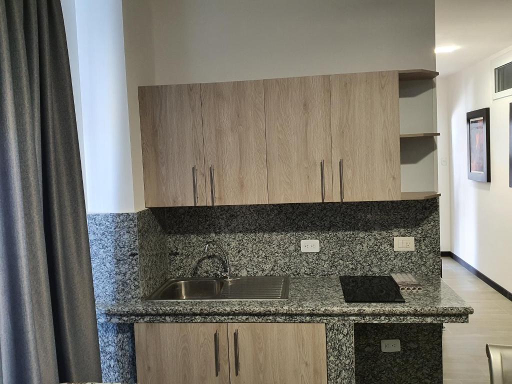 Kuchyň nebo kuchyňský kout v ubytování Hosteria Palmetto
