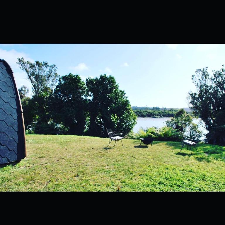 Camping river. Trailer Camp.