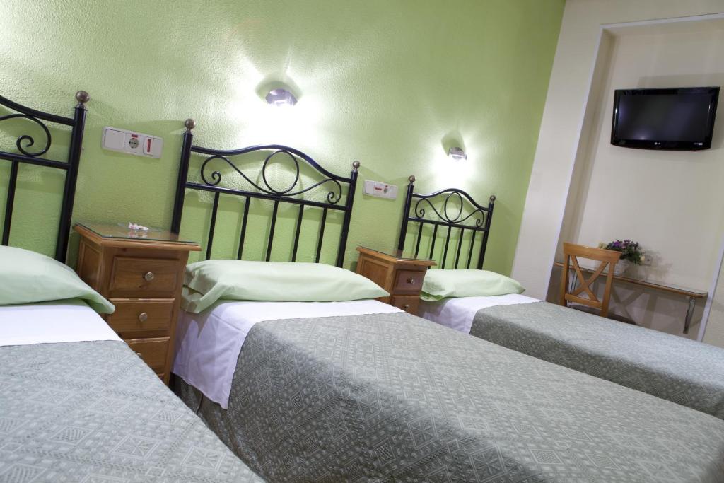 Postel nebo postele na pokoji v ubytování Hostal Los Alpes