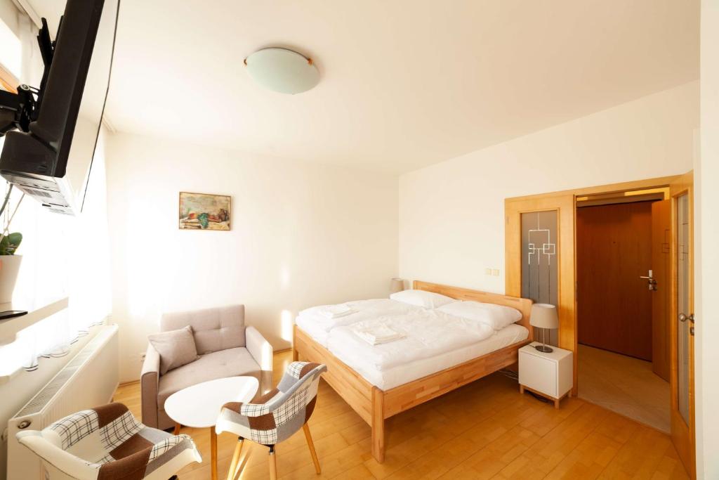 Postel nebo postele na pokoji v ubytování Vitkov Park Apartment