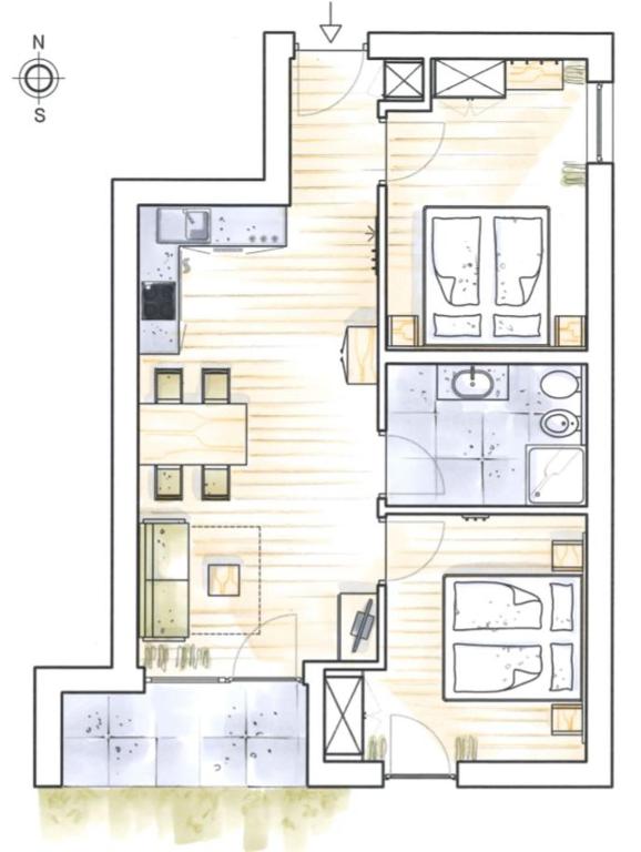Půdorys ubytování Ariala Apartments