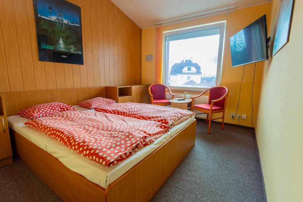 Postel nebo postele na pokoji v ubytování Penzion Školička