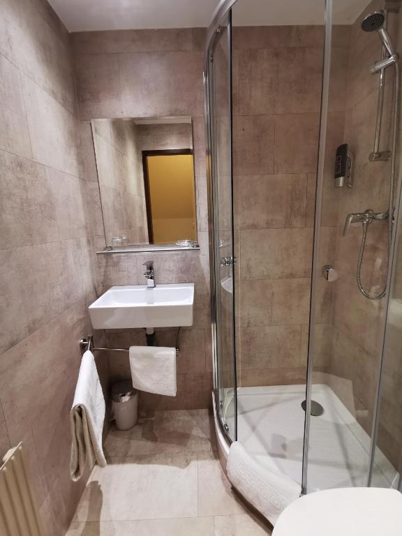 Koupelna v ubytování Hotel Bajazzo