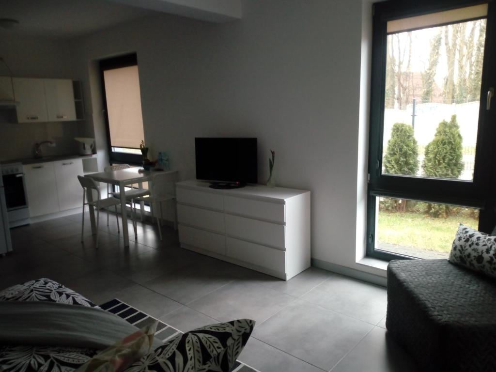Televízia a/alebo spoločenská miestnosť v ubytovaní Villa Centrum