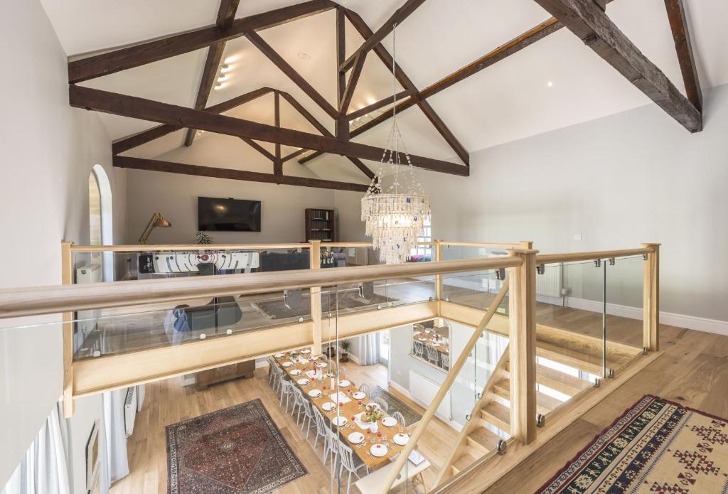 a view from the second floor of a house with a glass floor at Stapleford Farm Cottages in Beaminster