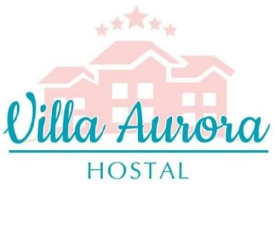 un logotipo para un hospital con un edificio rosa en Hostal Villa Aurora, en Roldanillo