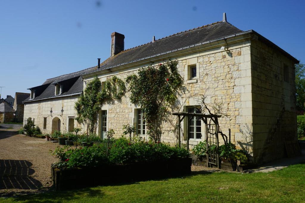 una vieja casa de piedra con hiedra creciendo en ella en La Cotinière en Grézillé