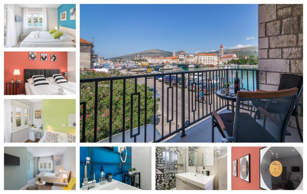 een collage van foto's met uitzicht op de stad bij 4 Elements Old Town Views Rooms in Trogir