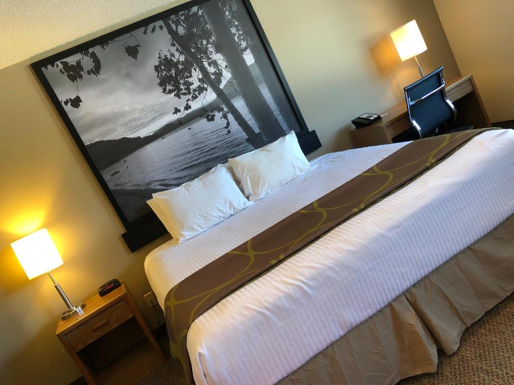 Postel nebo postele na pokoji v ubytování Super 8 by Wyndham Salmon Arm