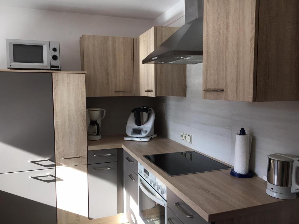 Kuchyň nebo kuchyňský kout v ubytování Flatzerhof