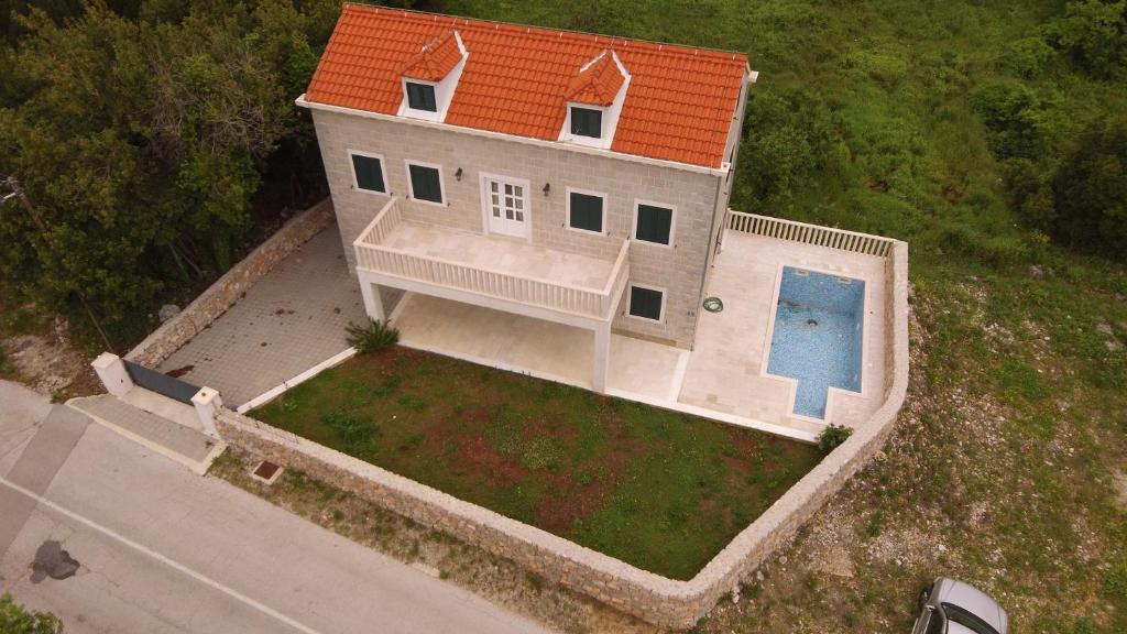an aerial view of a house with an orange roof at Villa Leen Dubrovnik in Ðurinići