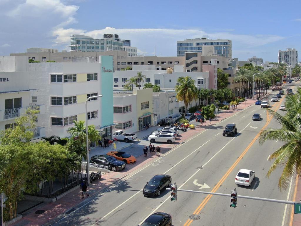 an aerial view of a city street with cars at Ocean Beach Hotel in Miami Beach