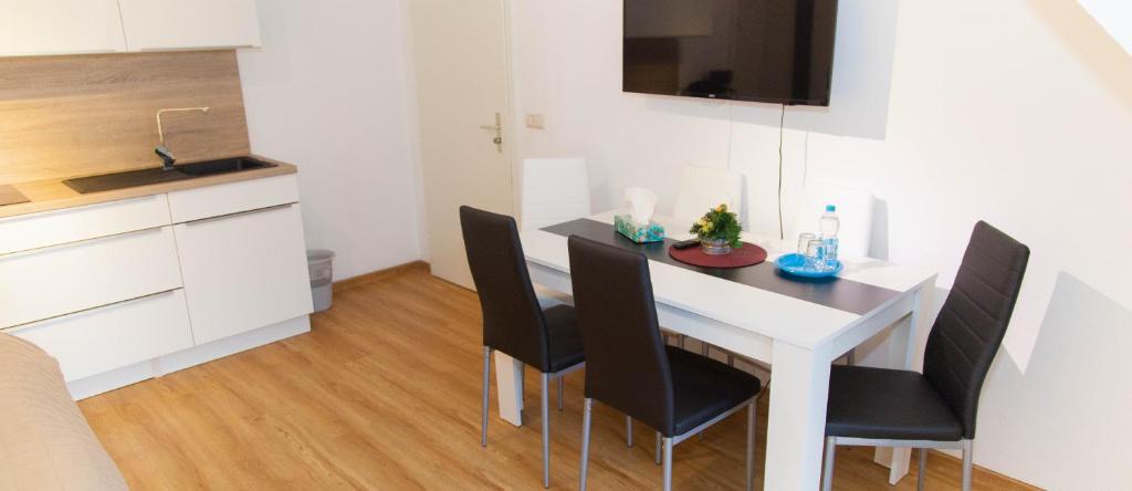 Kuchyň nebo kuchyňský kout v ubytování Hotel am Gutspark Prager GbR