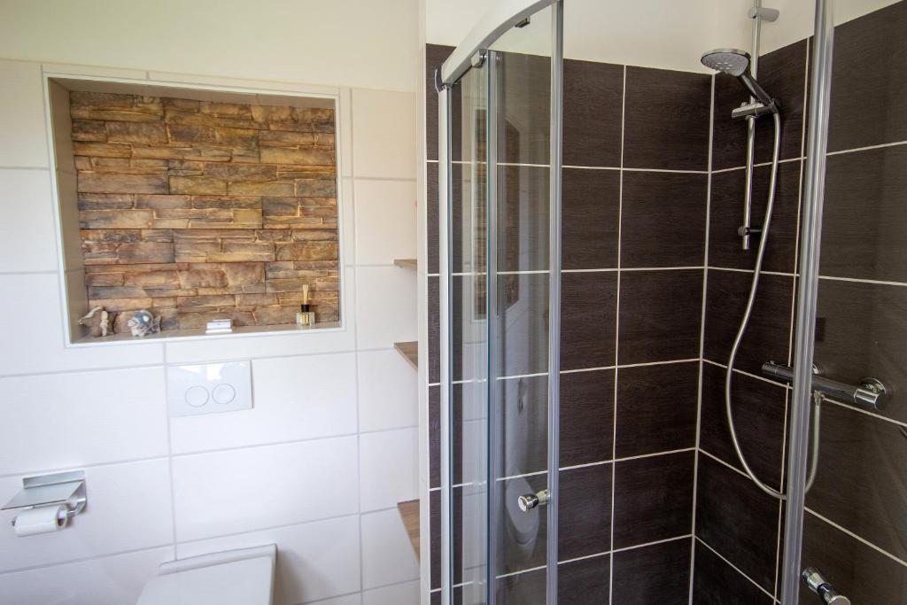 Koupelna v ubytování Ferienwohnung am Cospudener See