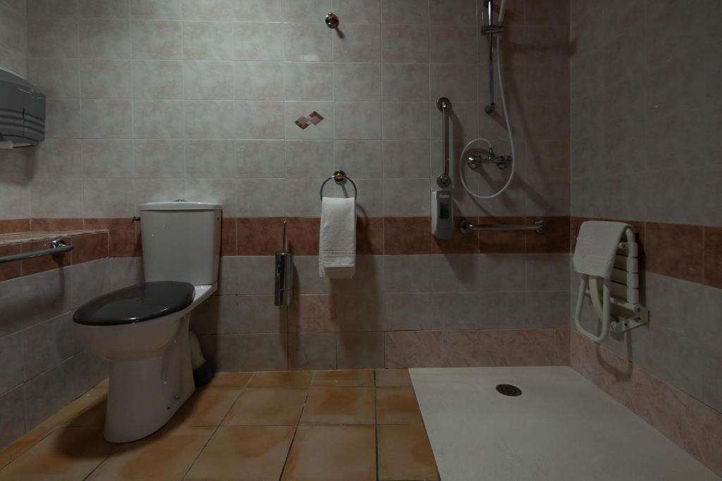 a bathroom with a toilet and a shower at Dortoirs Rocade 2 in Pamiers