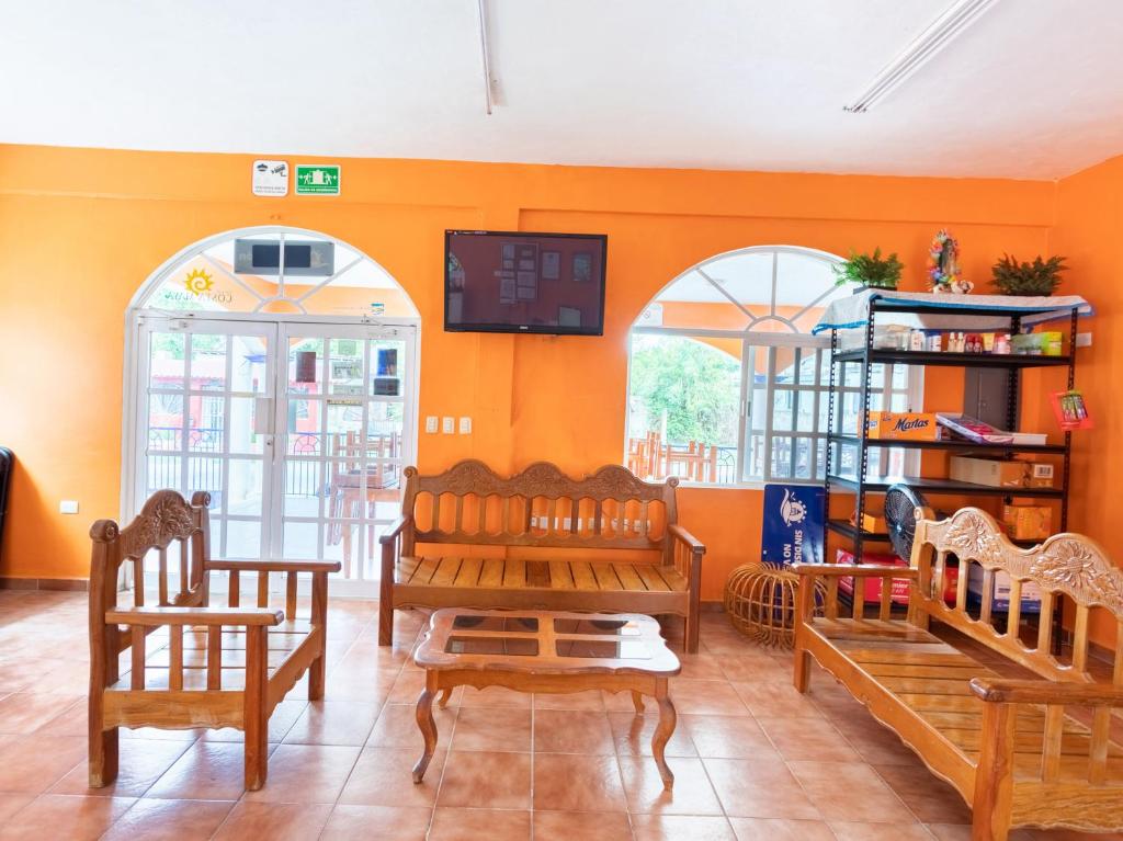 Posezení v ubytování Hotel Hacienda Bacalar