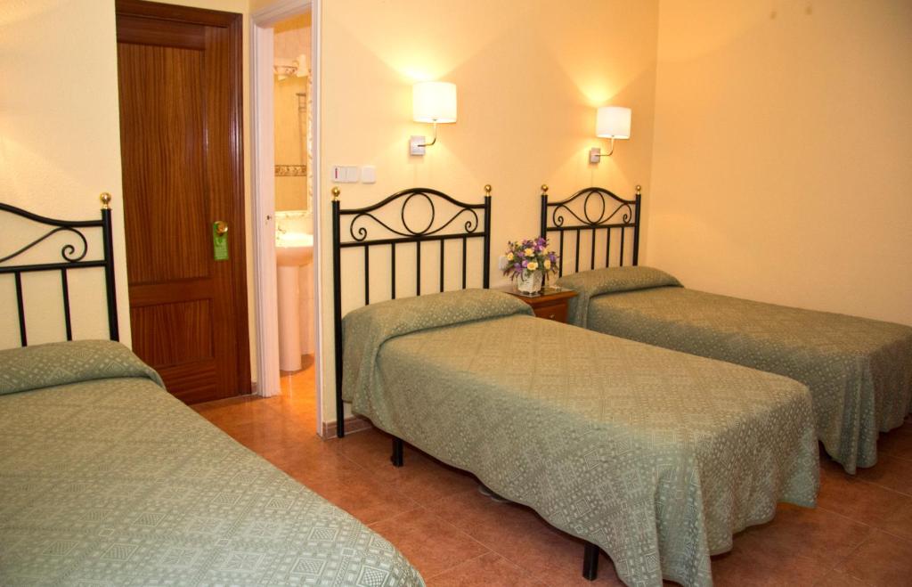 Postel nebo postele na pokoji v ubytování Hostal Los Alpes