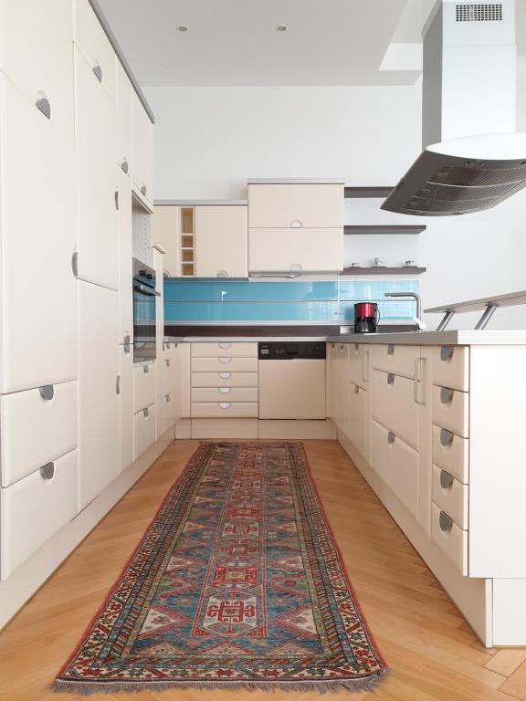 Kuchyň nebo kuchyňský kout v ubytování Sunny and spacious apartment near city centre