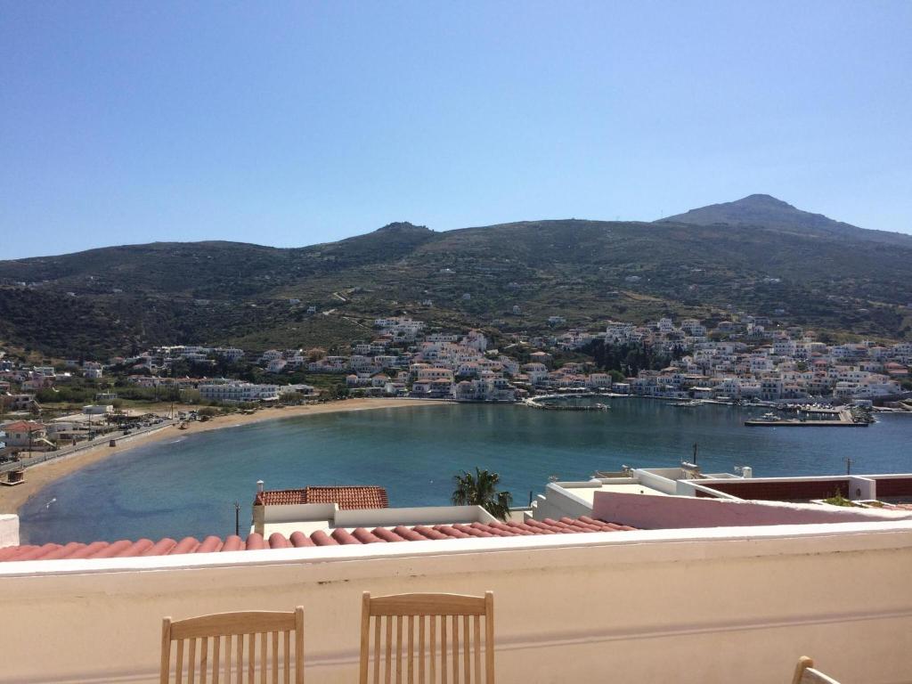 a view of a beach and the water at Mare Vista Hotel - Epaminondas in Batsi