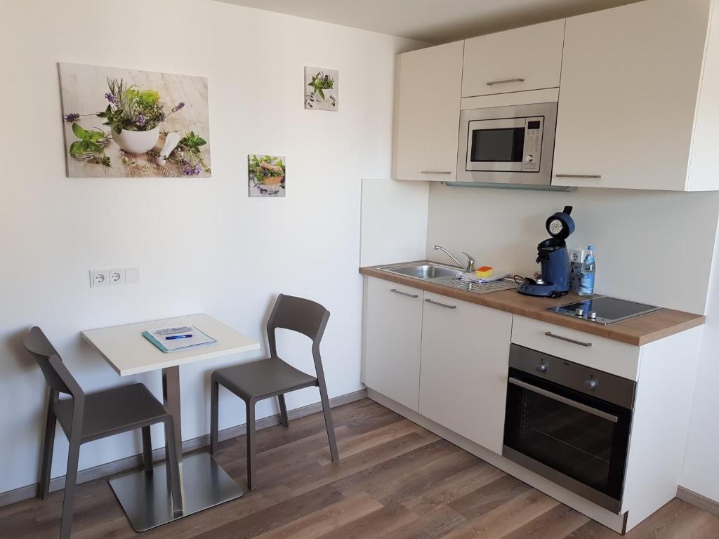 Kuchyň nebo kuchyňský kout v ubytování Boardinghouse Jungwirth-Wohnzeit