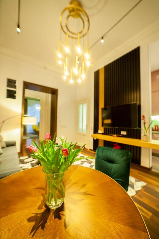 TV a/nebo společenská místnost v ubytování Matei Corvin Apartment