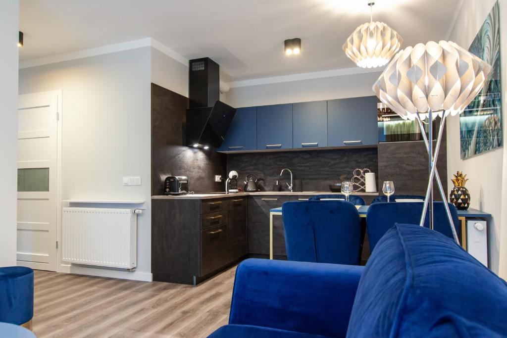 Kuchnia lub aneks kuchenny w obiekcie Apartament Leśny No 4 Blue