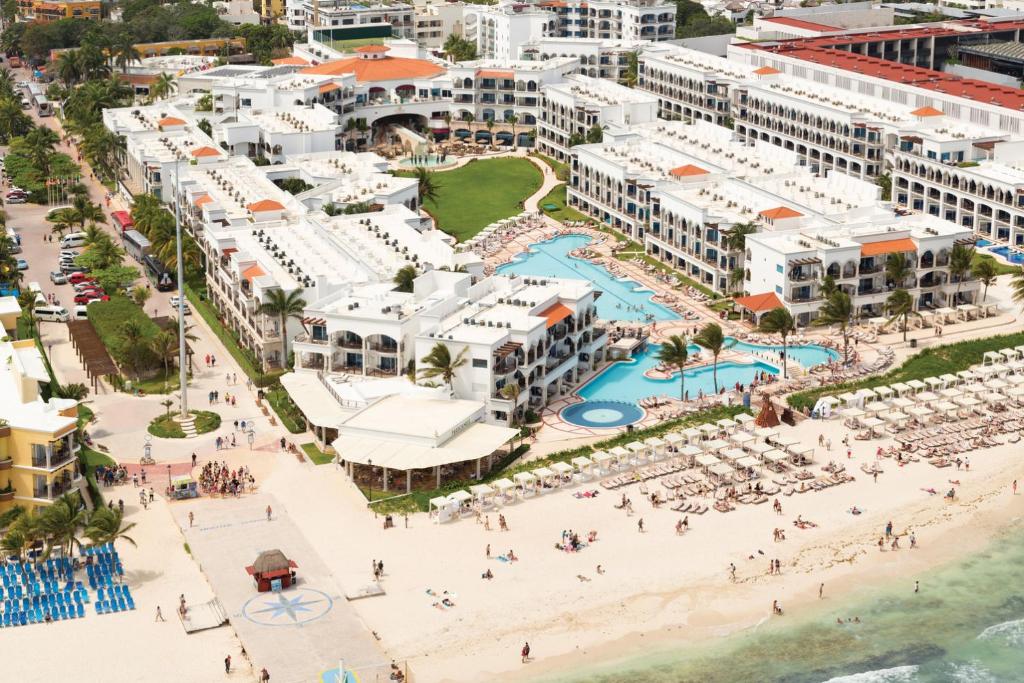 an aerial view of the beach and the resort at Hyatt Vivid Playa Del Carmen All-Inclusive Adult Only Resort in Playa del Carmen