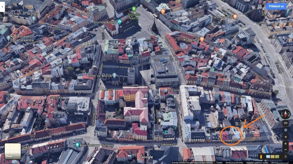 Nespecifikovaný výhled na destinaci Olomouc nebo výhled na město při pohledu z apartmánu