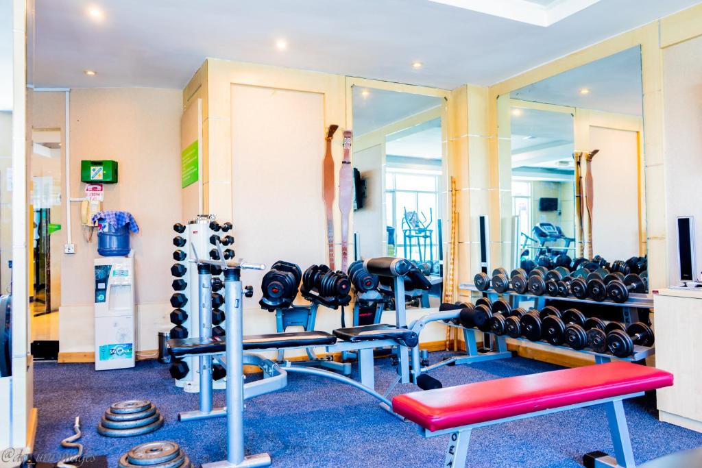 a gym with a lot of equipment in a room at Holiday Inn Dar Es Salaam, an IHG Hotel in Dar es Salaam