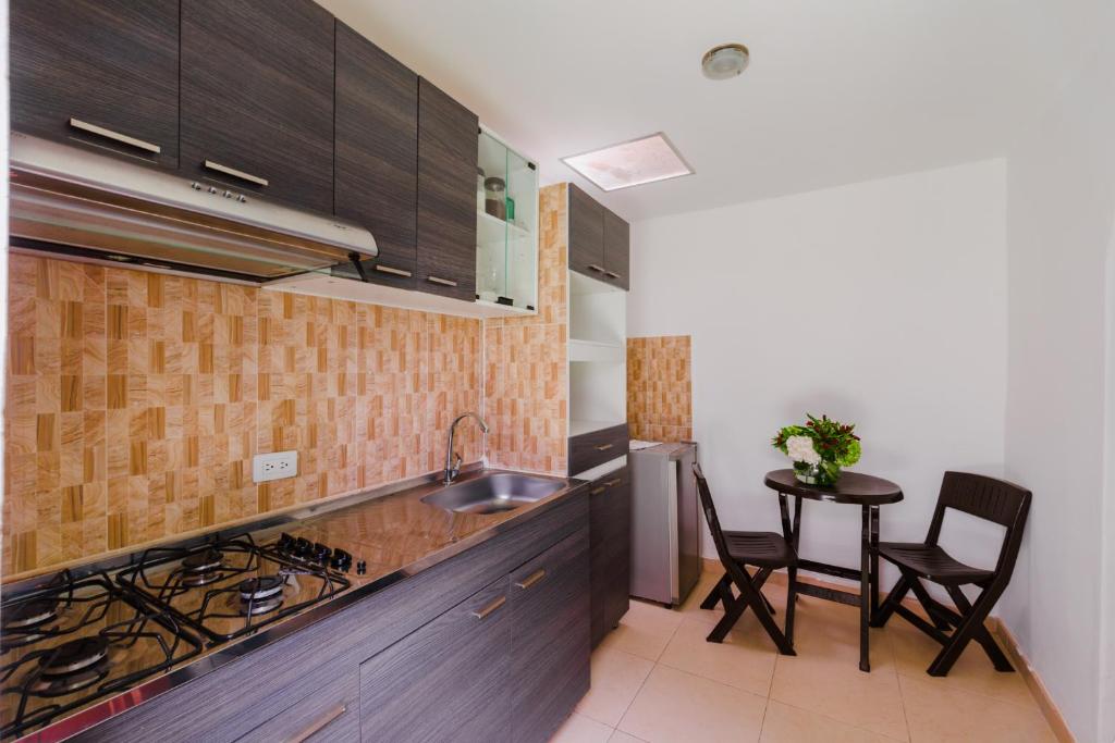 Kuchyň nebo kuchyňský kout v ubytování Hostal Doña Eliza