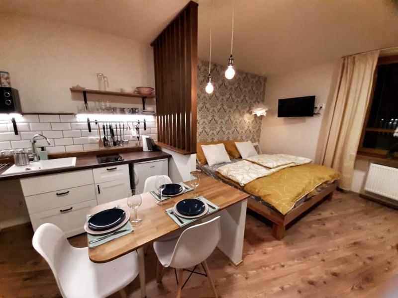 Kuchyň nebo kuchyňský kout v ubytování Apartmány AMADE Jeseníky