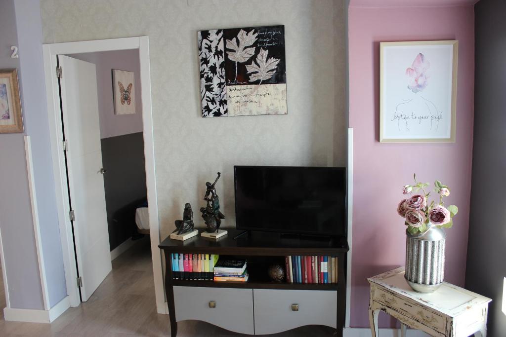 Televízia a/alebo spoločenská miestnosť v ubytovaní Apartamentos Nundinae