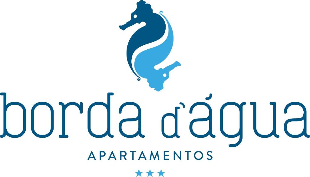 a logo for a seafood restaurant with a blue seahorse at Apartamentos Borda D´Agua in Albufeira