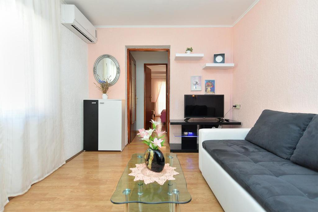 Televízia a/alebo spoločenská miestnosť v ubytovaní Apartments Peroj 959