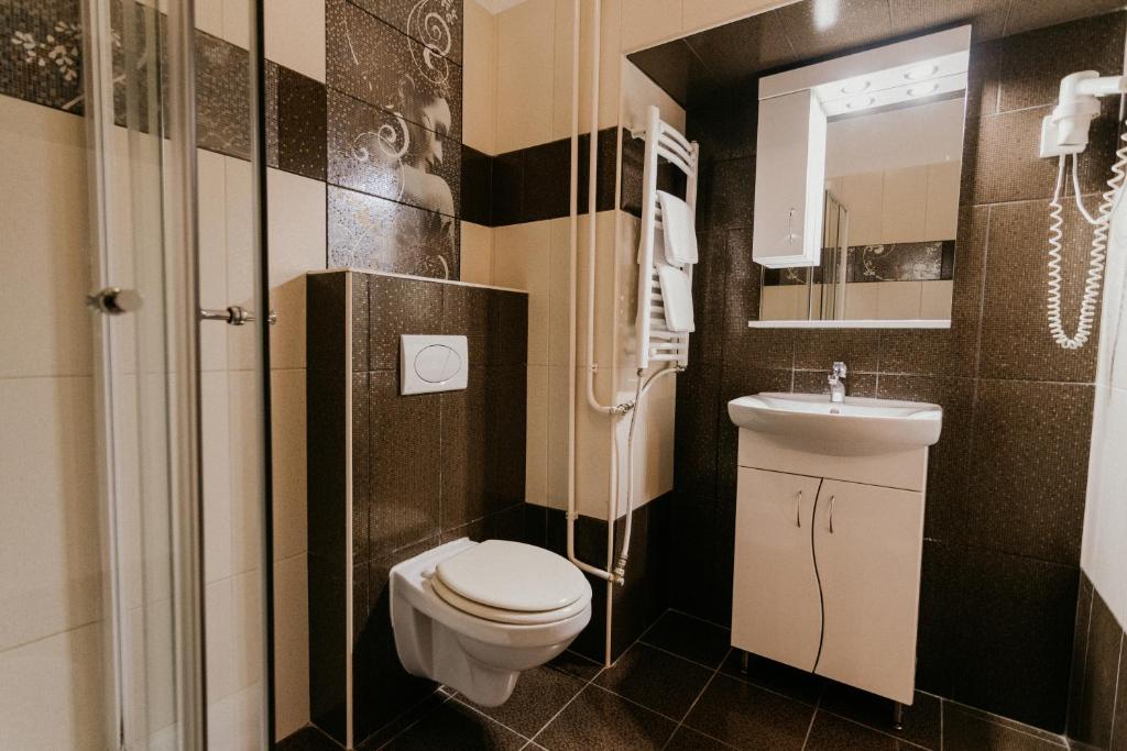 Koupelna v ubytování Tisza Hotel