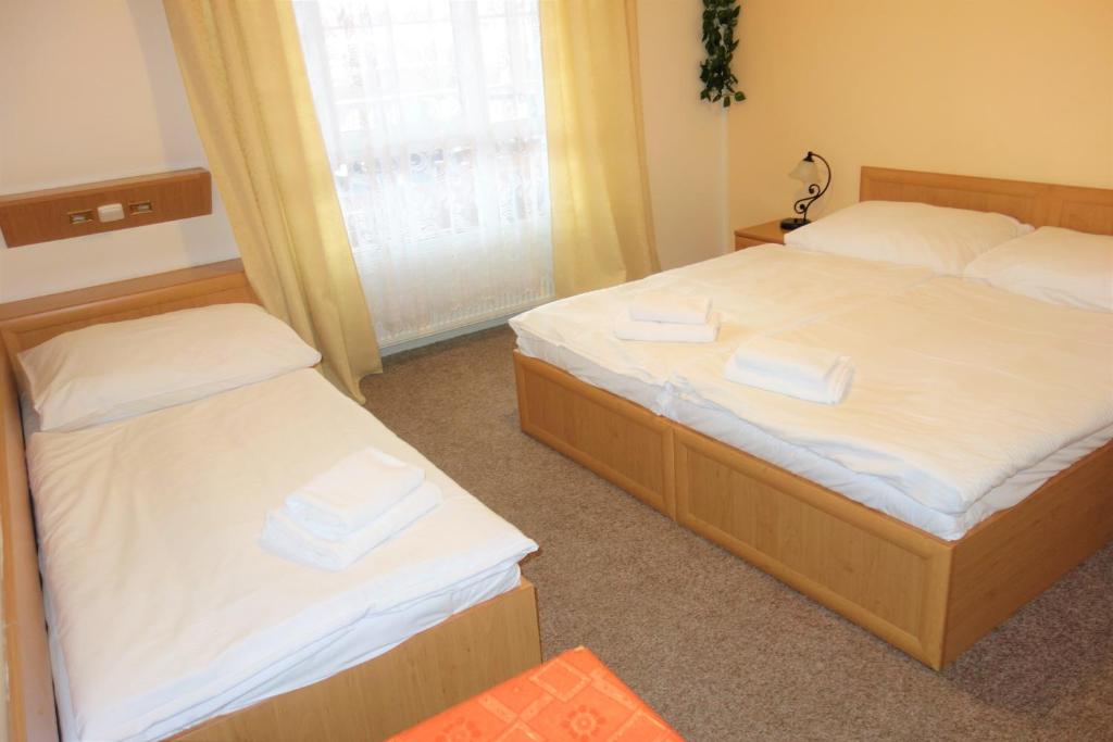 Łóżko lub łóżka w pokoju w obiekcie Hotel Zámeček