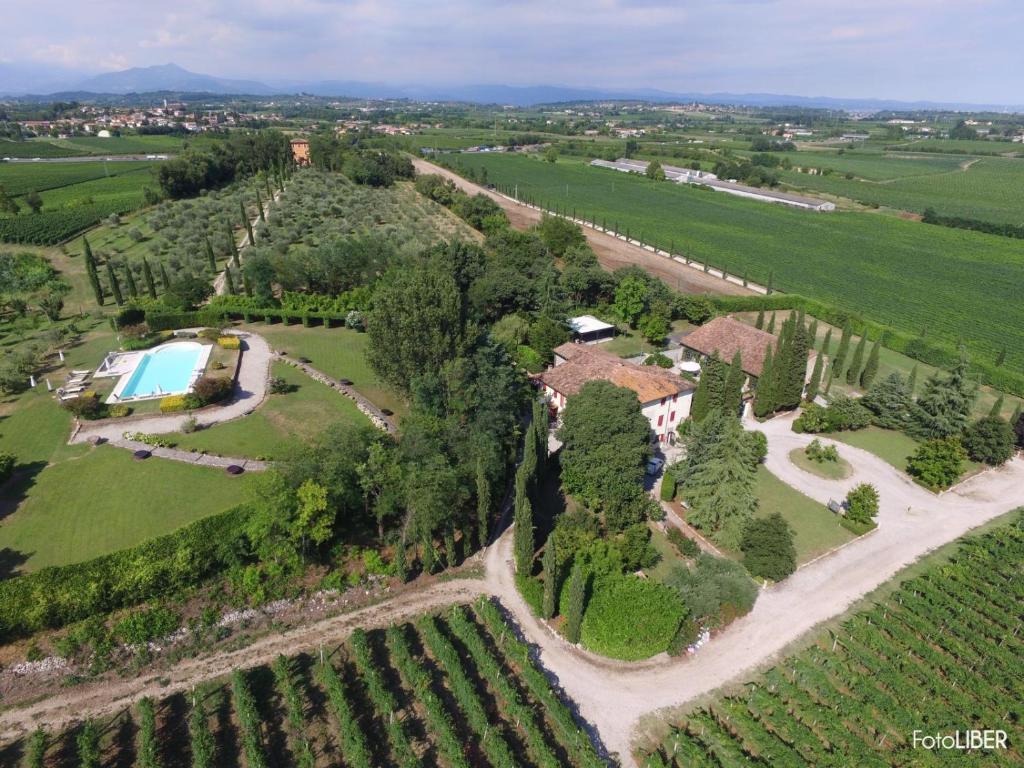 an aerial view of an estate with a pool at Agriturismo Antica Dimora Del Turco in Sona