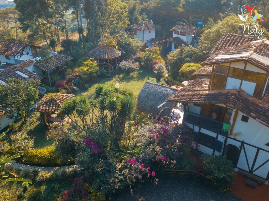an aerial view of a garden with flowers at Hotel Casa de Nelly in San Agustín