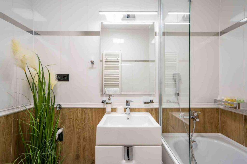 Koupelna v ubytování Hotel Mamut