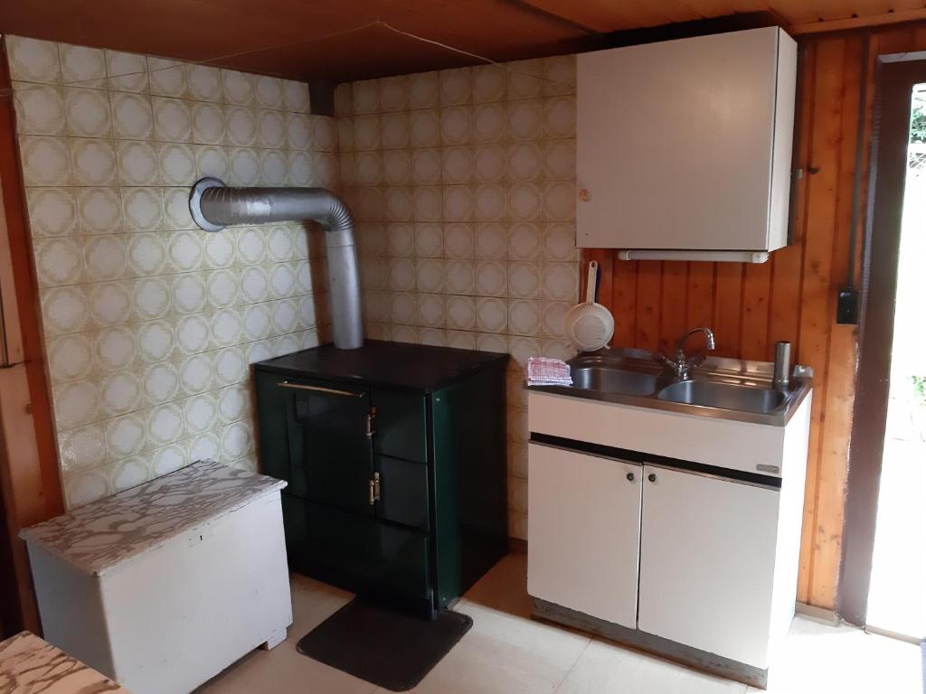 Kuchyň nebo kuchyňský kout v ubytování Platzerhütte