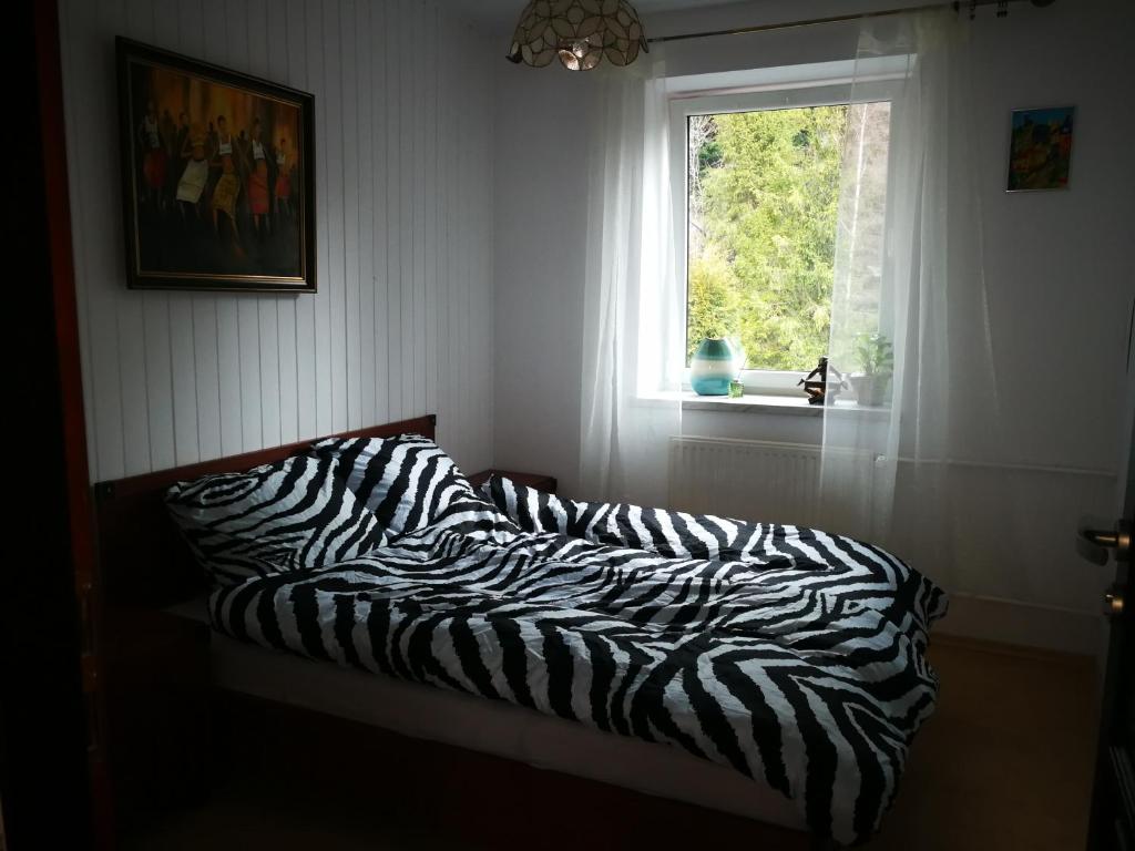 سرير أو أسرّة في غرفة في Szczyrk MountainSki Apartament