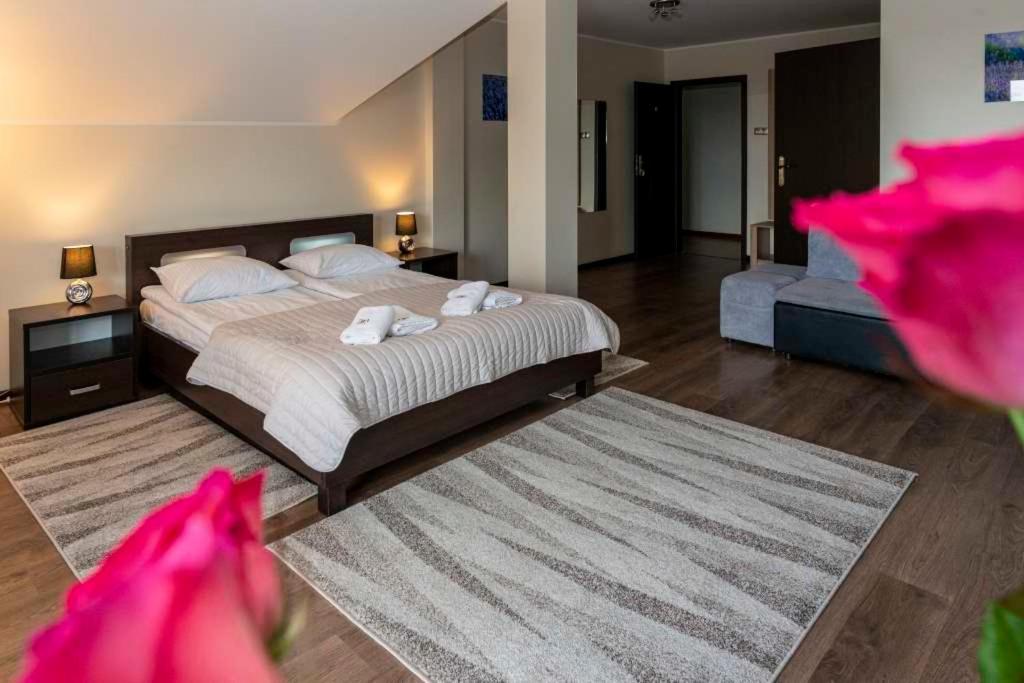 Cama o camas de una habitación en Dom Grinholc