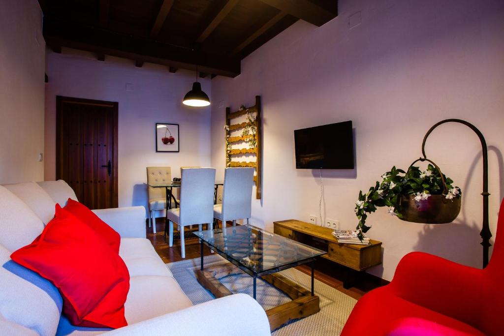 TV a/nebo společenská místnost v ubytování Apartamentos Puente de la Judería