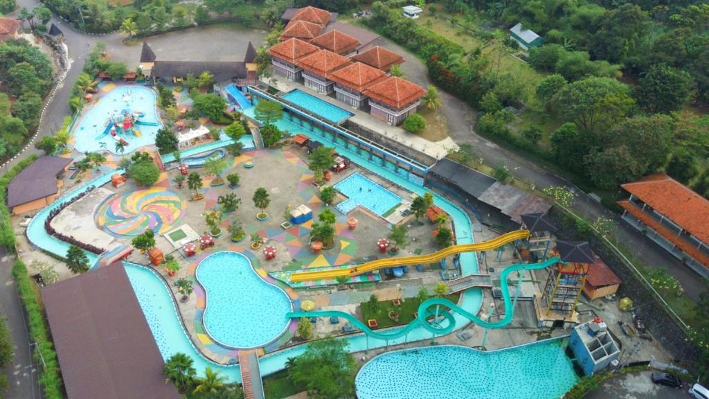 an aerial view of a water park with a pool at Bumi Gumati Resort & Convention in Bogor